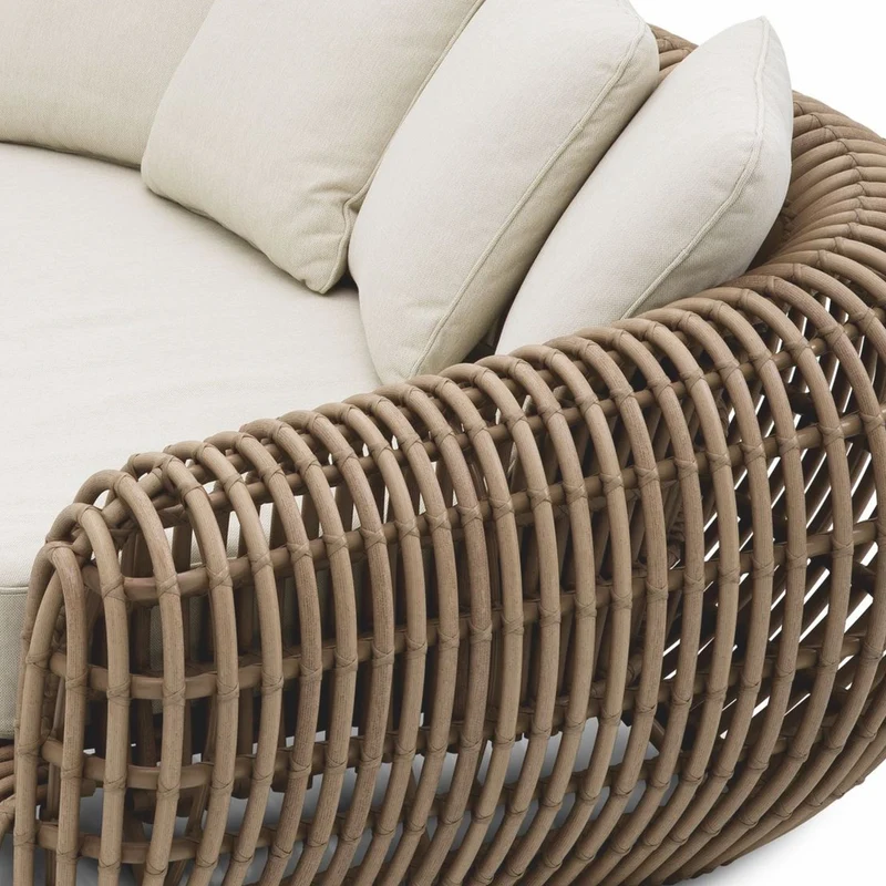 Casa Padrino Luxus Garten Sofa Braun / Sandfarben 229,5 cm - Garten & Hotel Möbel