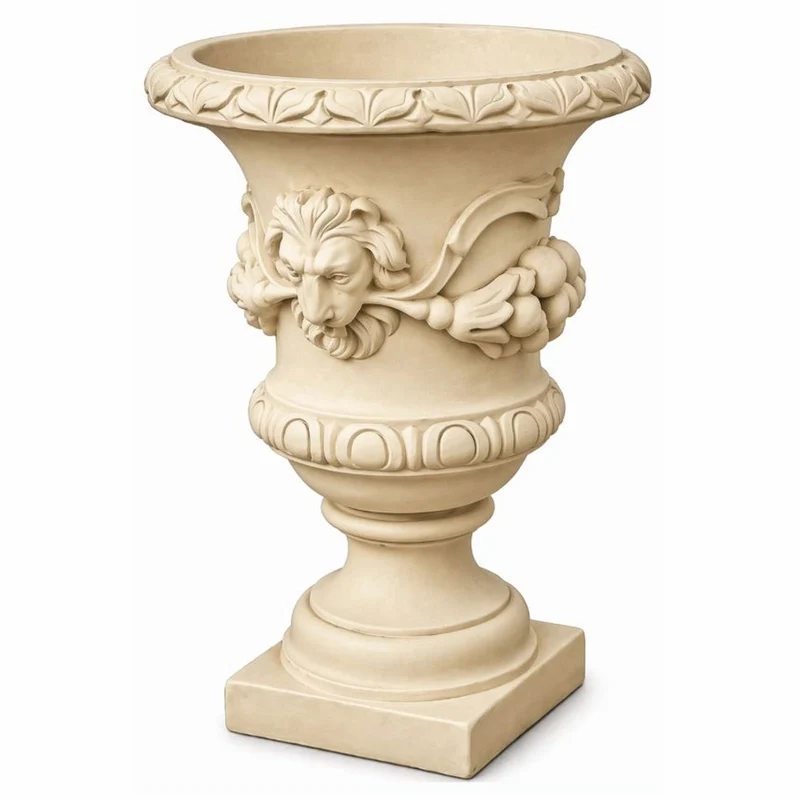 Casa Padrino Barock Blumentopf Beige Ø 50 x H. 70 cm - Barock Garten Deko