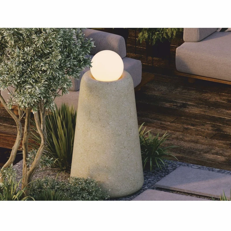 Casa Padrino Luxus Beton Stehleuchte Grau / Weiß H. 128 cm - Gartenleuchte