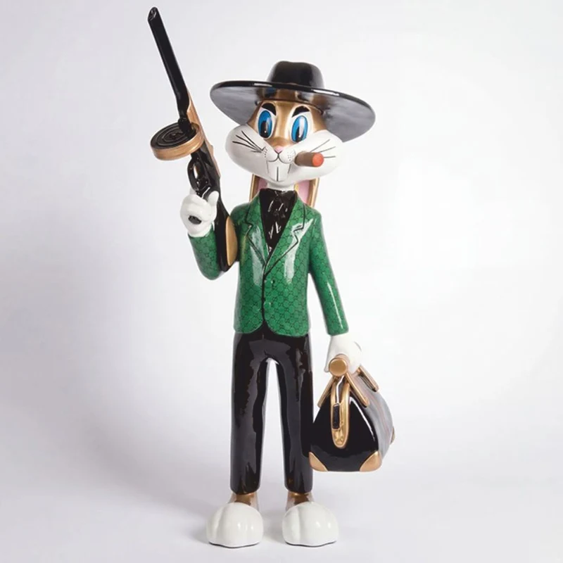 Casa Padrino Deko Skulptur Hase Bunt H. 120 cm - Garten Deko Figur