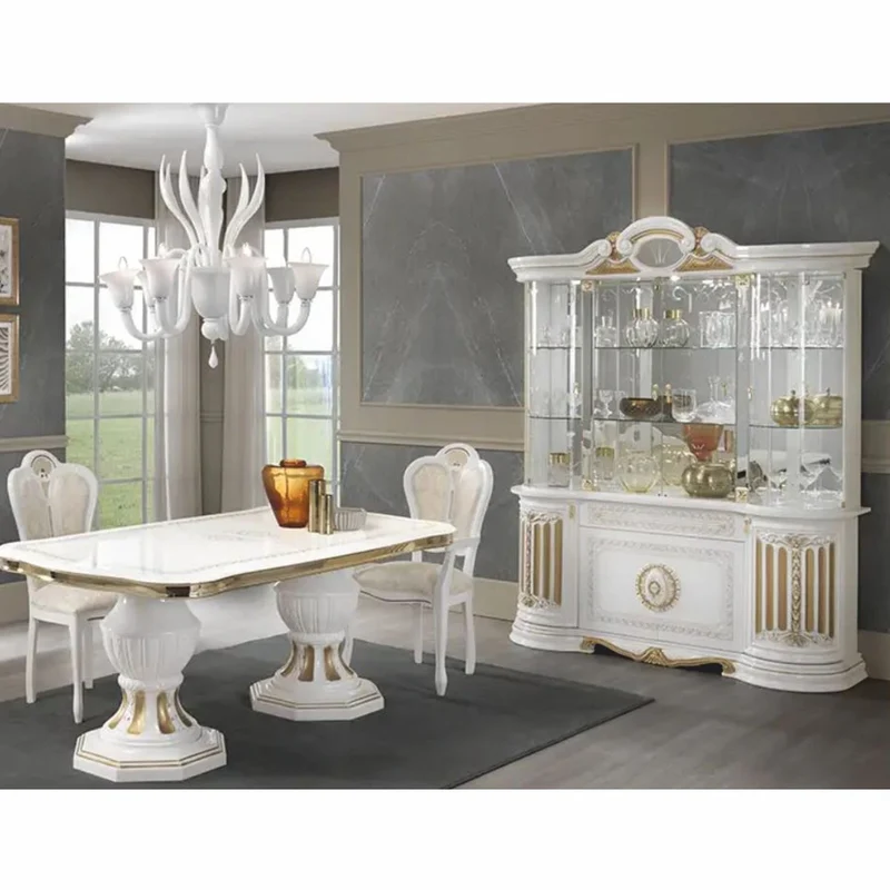 Casa Padrino Luxus Barock Vitrine Weiß / Gold 173 x H. 213 cm - Barock Möbel - Made in Italy