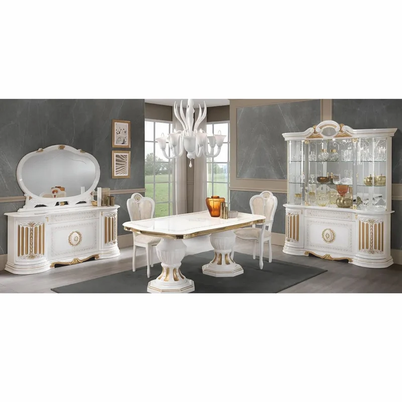Casa Padrino Luxus Barock Vitrine Weiß / Gold 173 x H. 213 cm - Barock Möbel - Made in Italy