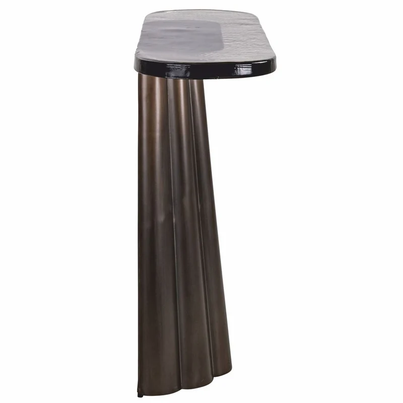 Casa Padrino Luxus Glas Konsole Antik Messing / Weiß / Schwarz 110 cm - Luxus Möbel