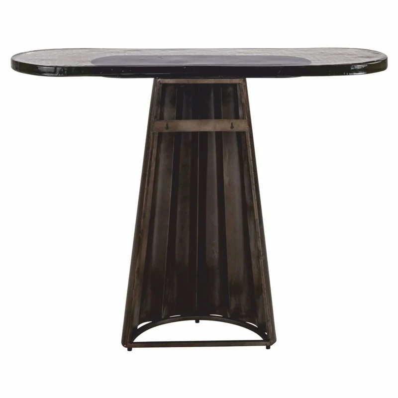 Casa Padrino Luxus Glas Konsole Antik Messing / Weiß / Schwarz 110 cm - Luxus Möbel
