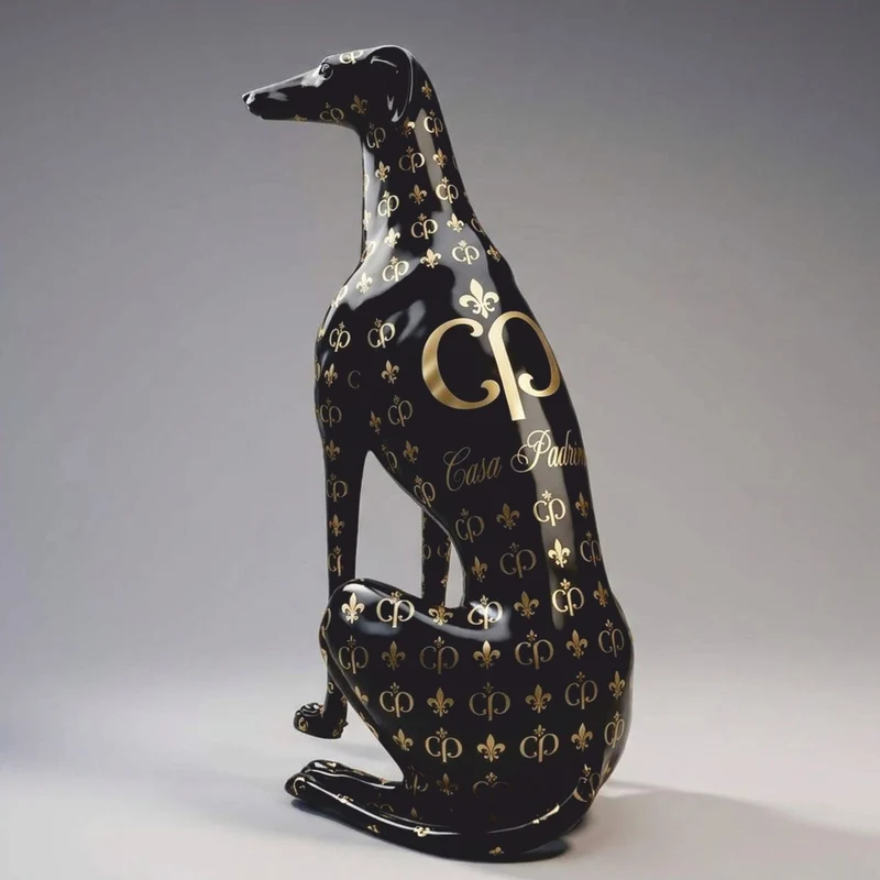 Casa Padrino XXL Deko Skulptur Windhund Schwarz / Gold H. 180 cm - Garten Deko Figur CPB