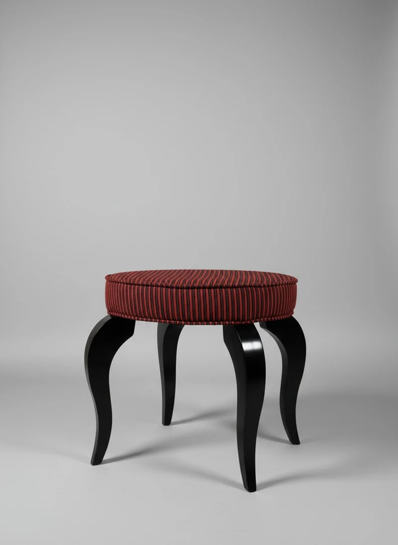 Casa Padrino Barock Hocker Rund Rot / Schwarz Ø 50 x H. 50 cm - Gestreifter Sitzhocker