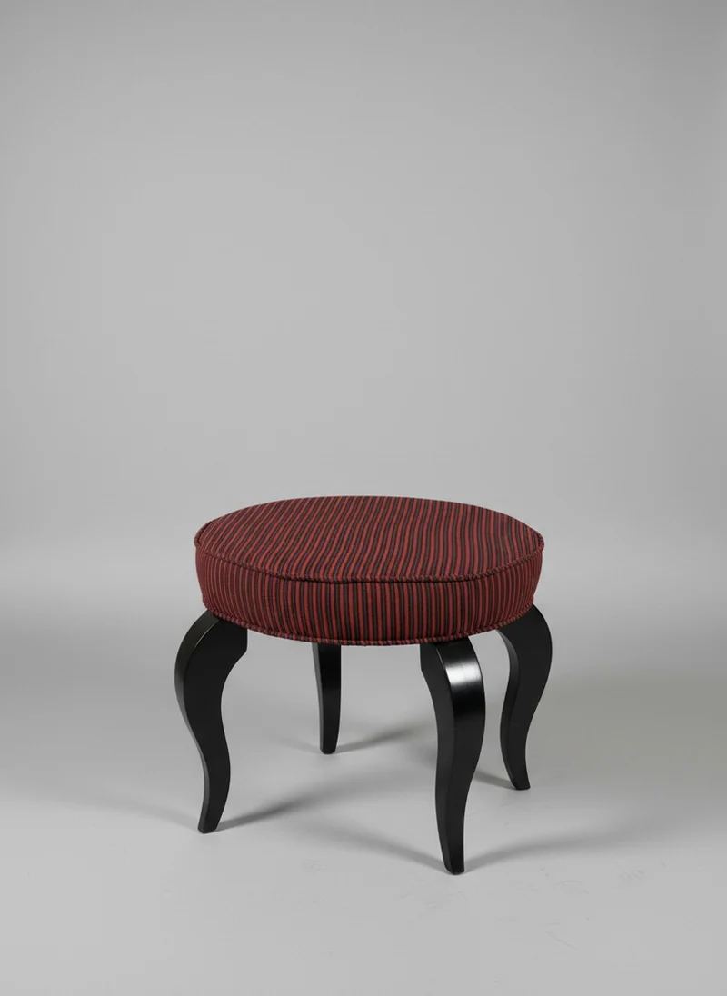 Casa Padrino Barock Hocker Rund Rot / Schwarz Ø 50 x H. 50 cm - Gestreifter Sitzhocker