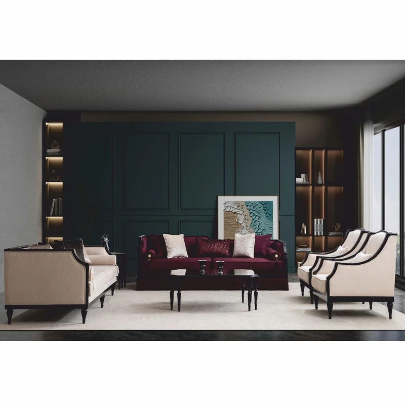 Casa Padrino Luxus Barock Wohnzimmer Sessel Beige / Schwarz - Barockstil Möbel