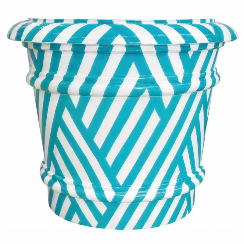 Casa Padrino Luxus Keramik Blumentopf Weiß / Türkis Ø 62 x H. 51 cm - Garten Deko VPP