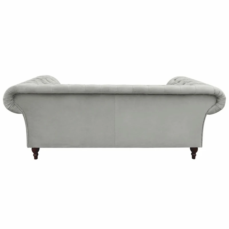 Casa Padrino Chesterfield Samt Sofa Grau / Schwarz 225 cm - Chesterfield Möbel
