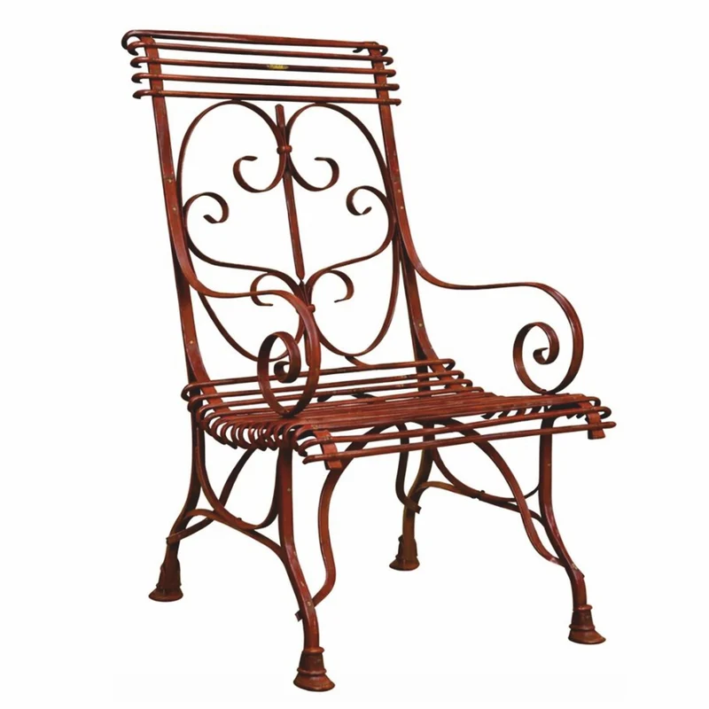 Casa Padrino Jugendstil Schmiedeeisen Gartenstuhl Rost H. 114 cm - Nostalgische Garten Möbel
