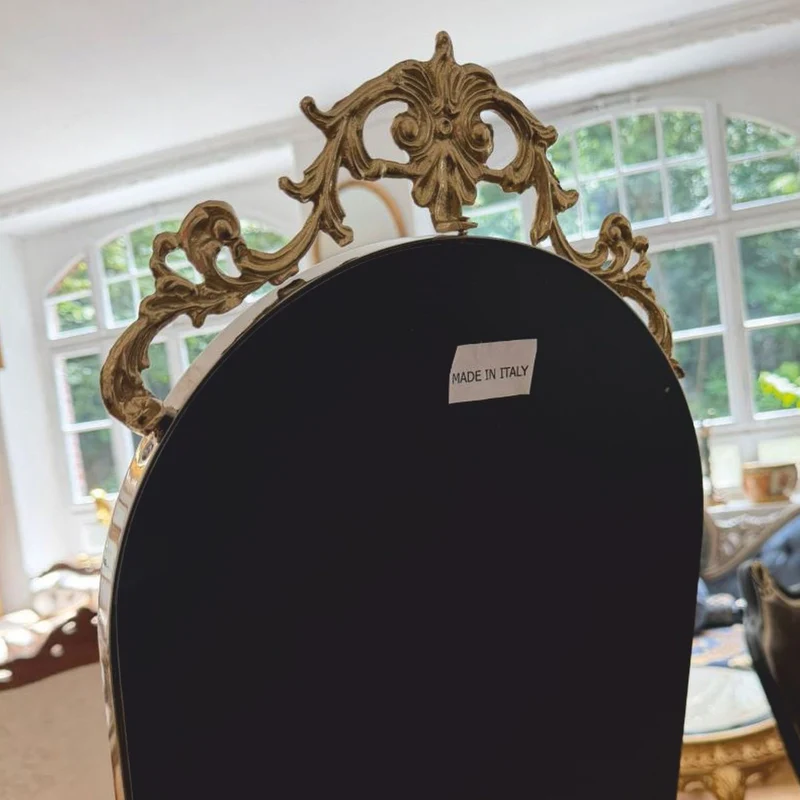 Casa Padrino Luxus Barock Standspiegel Silber / Gold H. 165 cm - Schwenkbarer Spiegel - Barock Möbel - Made in Italy