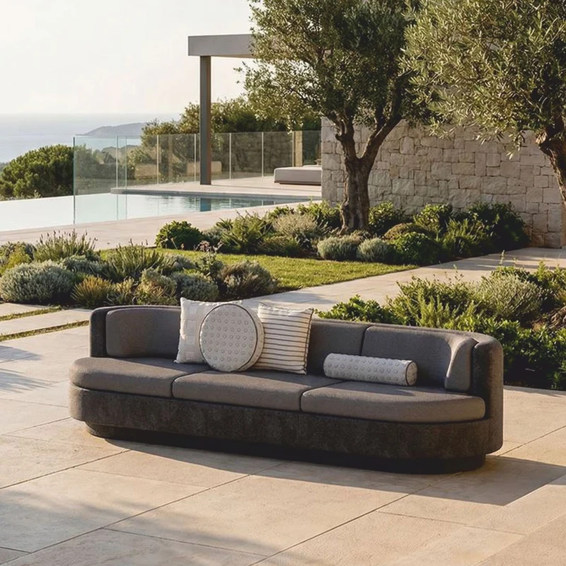 Casa Padrino Luxus Beton Sofa Anthrazit / Grau 294 cm - Wohnzimmer & Garten Sofa