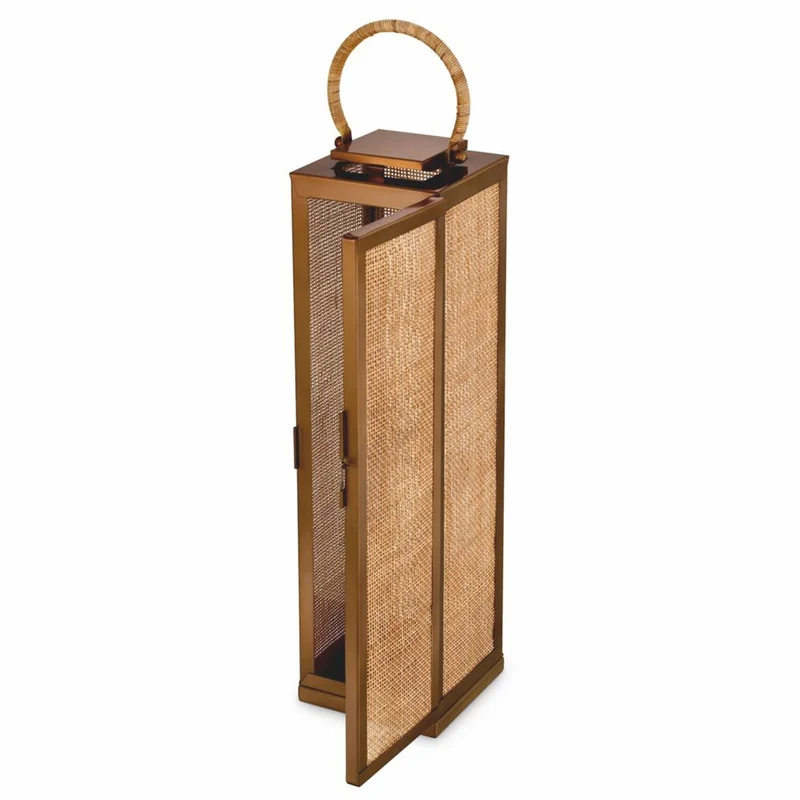 Casa Padrino Luxus Kerzenleuchter Vintage Messing / Naturfarben H. 83 cm - Laterne mit Tragegriff - Gastronomie Accessoires - Hotel Accessoires