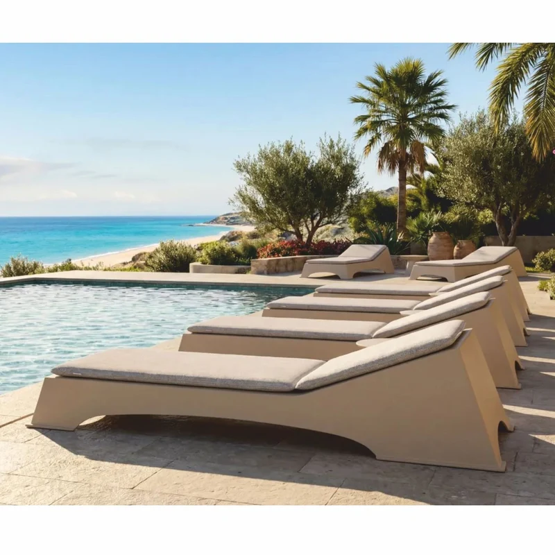 Casa Padrino Luxus Gartenliege Matt Beige / Grau 225 cm - Hotel & Garten Möbel