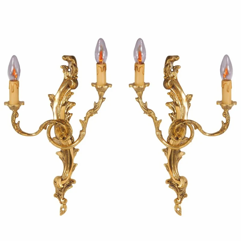 Casa Padrino Luxus Barock Wandleuchten Set Gold H. 42 cm - Barock Leuchten