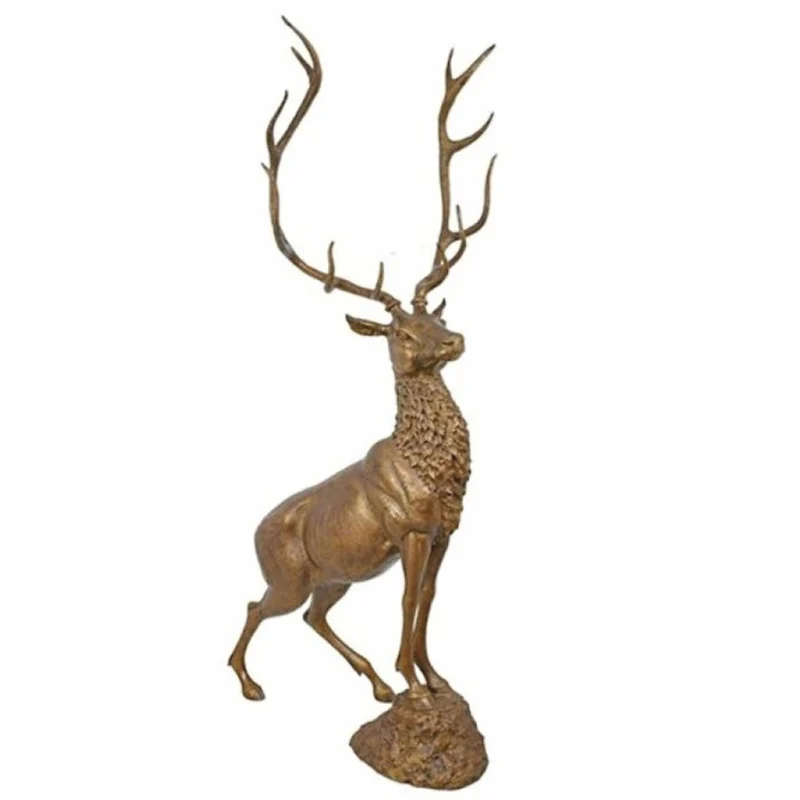 Casa Padrino XXL Bronze Skulptur Hirsch H. 220 cm - Lebensgroße Deko Figur
