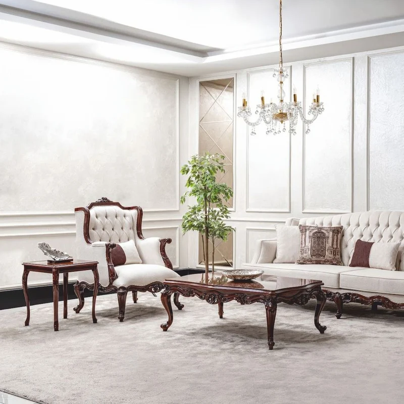 Casa Padrino Luxus Barock Couchtisch Dunkelbraun 122 cm - Barockstil Möbel