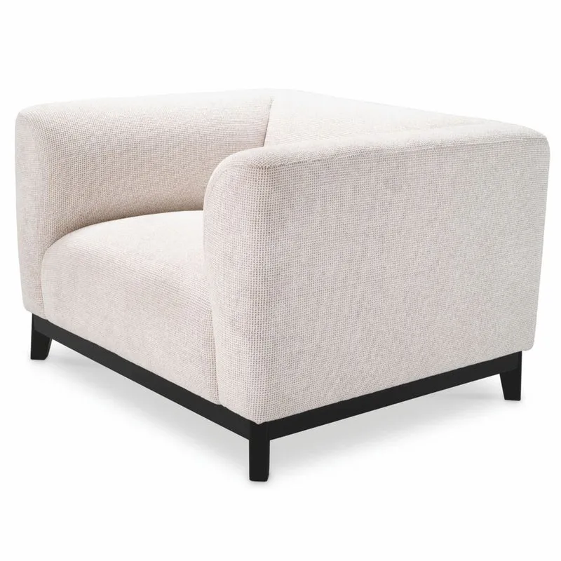 Casa Padrino Luxus Sessel Cremeweiß / Schwarz 105 cm - Hotel & Wohnzimmer Möbel
