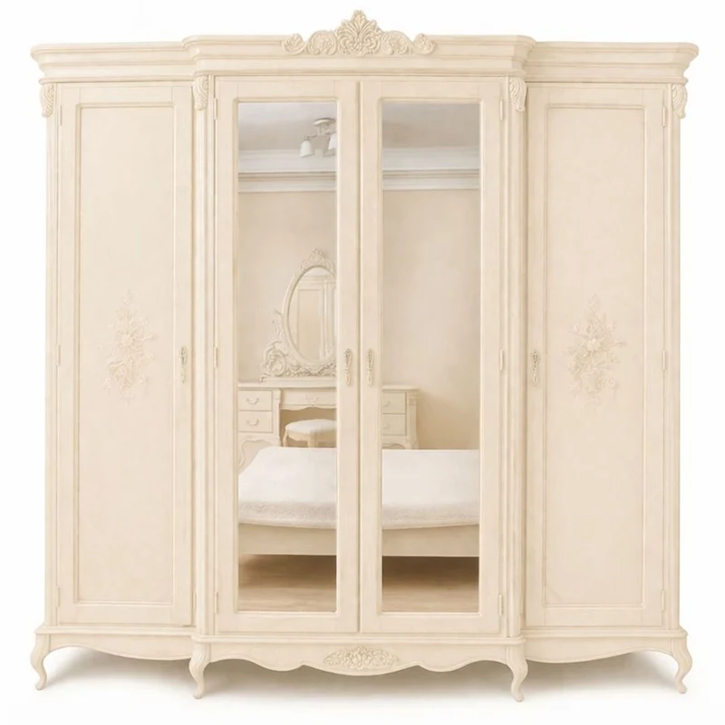 Casa Padrino Luxus Barock Schlafzimmer Schrank Creme 235,2 cm - Barock Schlafzimmer Möbel