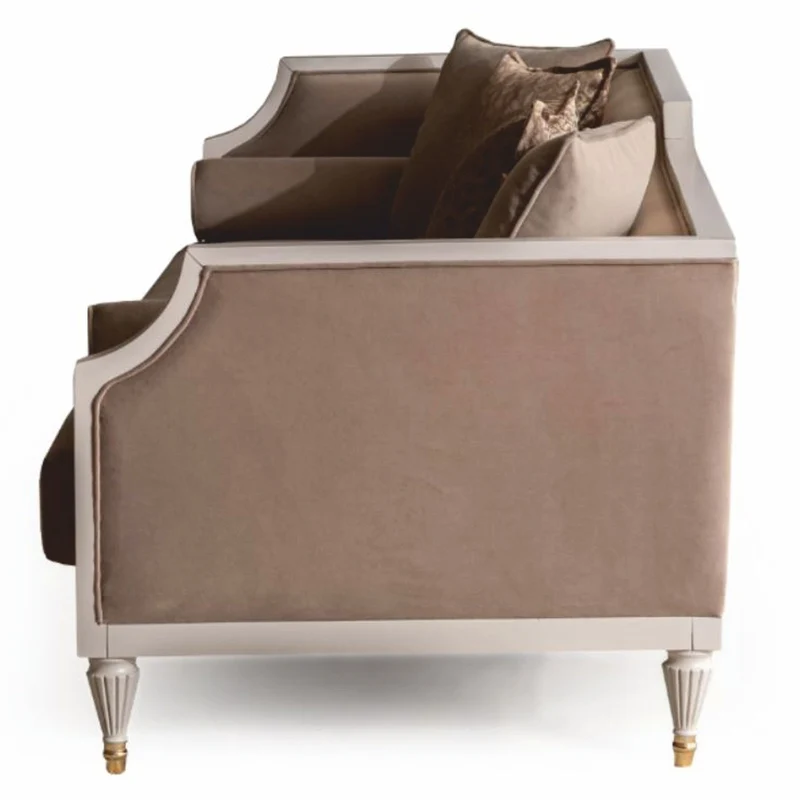 Casa Padrino Luxus Barock Sofa Braun / Creme / Gold 235 cm - Barockstil Möbel