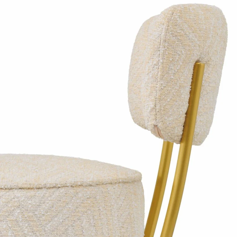 Casa Padrino Luxus Edelstahl Barstuhl Creme / Messing H. 104 cm - Luxus Bar Möbel