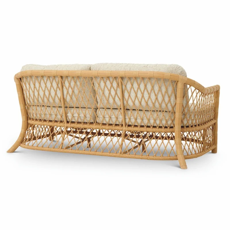 Casa Padrino Luxus Kunstrattan Garten Sofa Naturfarben 180 cm - Garten Möbel