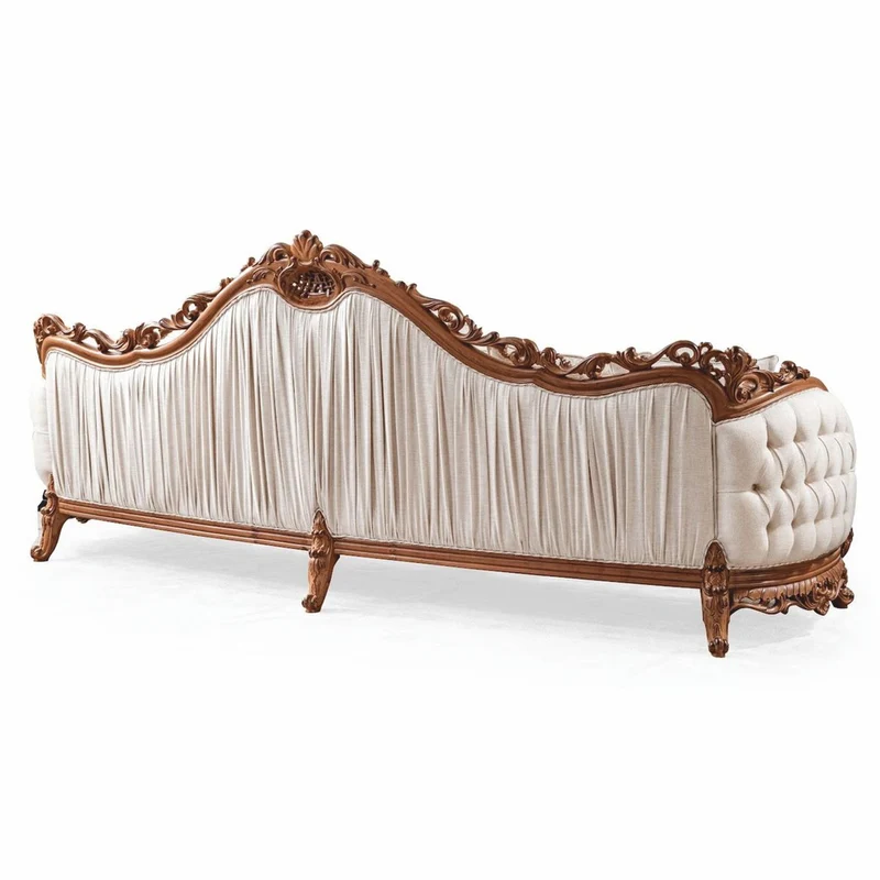 Casa Padrino Luxus Barock Wohnzimmer Sofa Weiß / Braun 295 cm - Barock Möbel