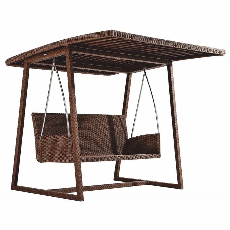 Casa Padrino Luxus Hollywoodschaukel mit Sonnendach Dunkelbraun 226 cm - Garten Möbel