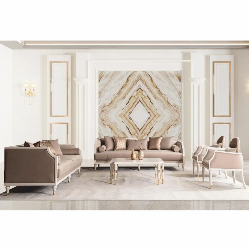 Casa Padrino Luxus Barock Couchtisch Creme / Gold 110 cm - Barock Wohnzimmer Möbel