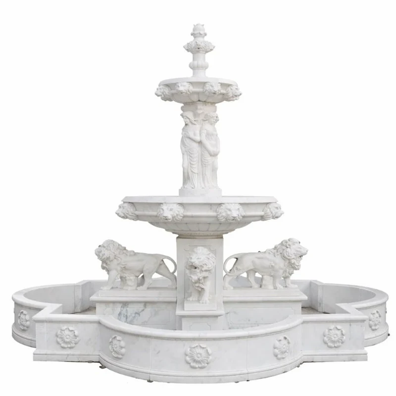 Casa Padrino Luxus Barock Marmor Springbrunnen Weiß Ø 320 x H. 410 cm