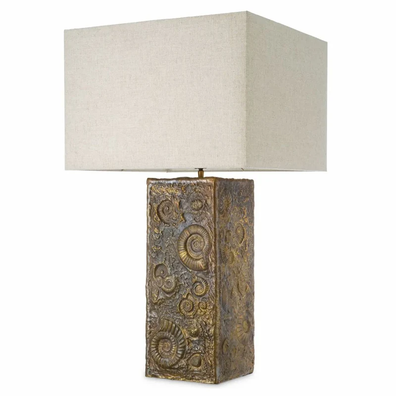 Casa Padrino Luxus Tischleuchte Vintage Messing / Beige H. 87,5 cm - Luxus Leuchten