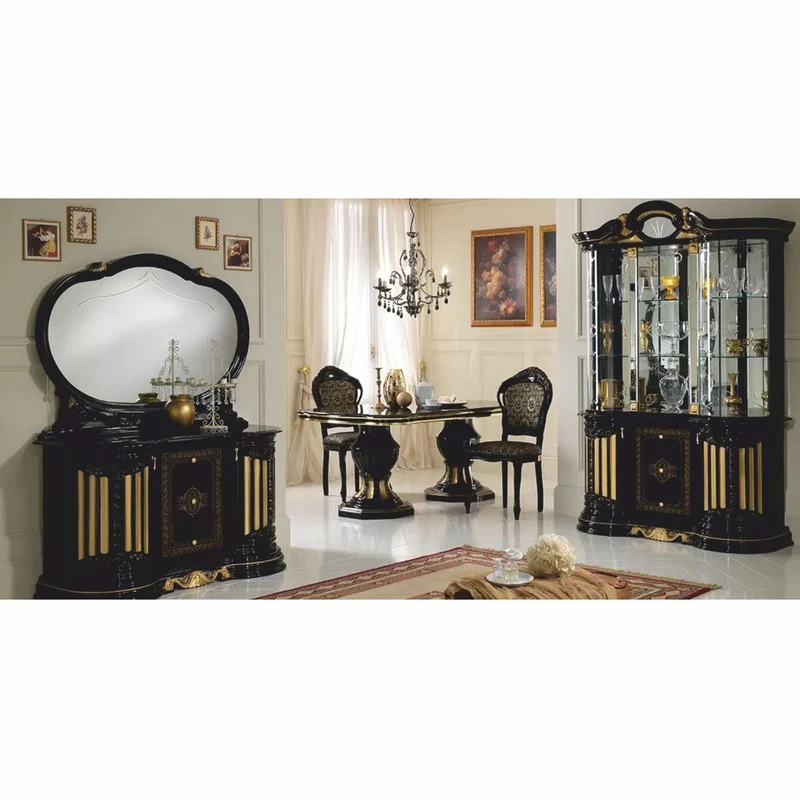 Casa Padrino Luxus Barock Vitrine Schwarz / Gold 139 x H. 213 cm - Barock Möbel - Made in Italy