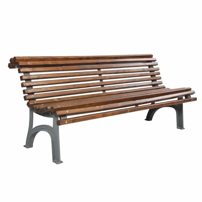 Casa Padrino Parkbank - Stadtbank Dunkelbraun / Grau 180 cm - Outdoor Möbel