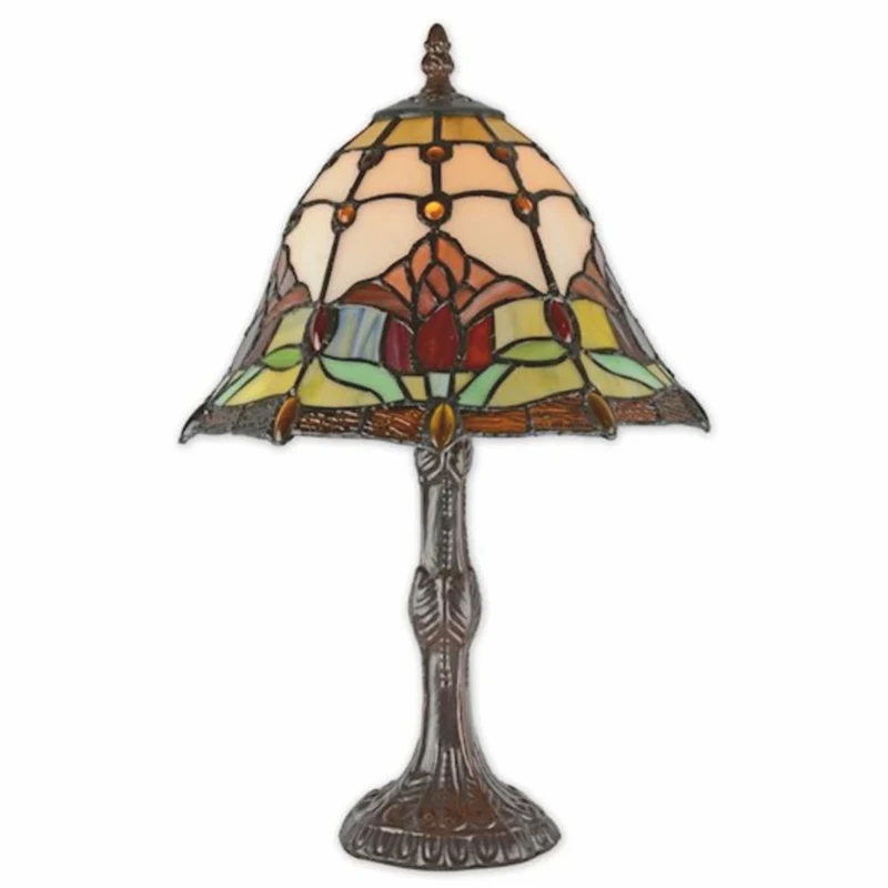 Casa Padrino Jugendstil Tiffany Tischleuchte Bunt / Braun H. 40 cm - Tiffany Leuchten