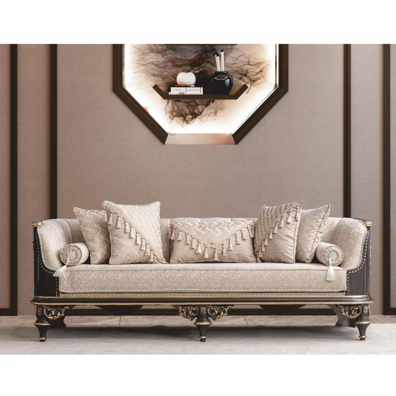 Casa Padrino Luxus Barock Wohnzimmer Set Beige / Braun / Gold - Barock Möbel