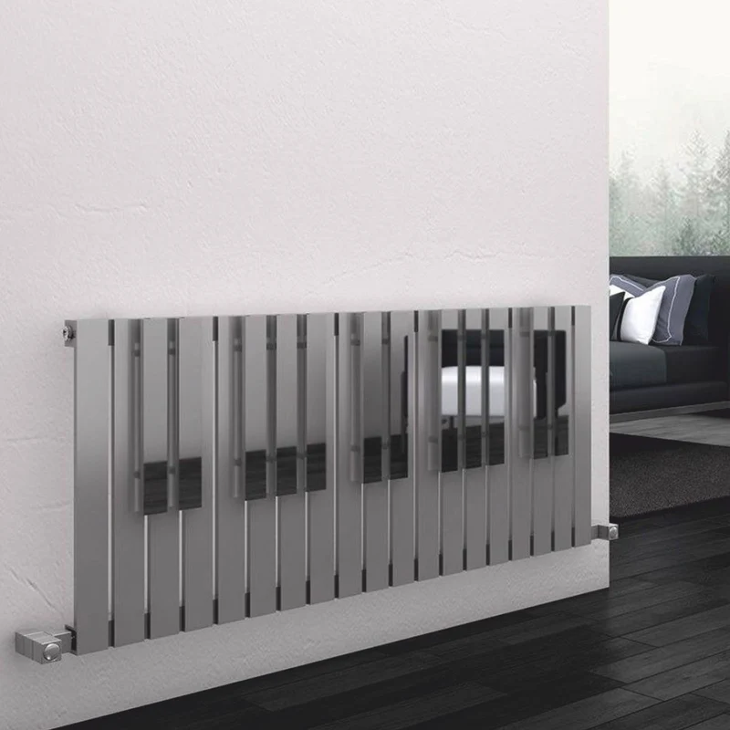 Casa Padrino Luxus Edelstahl Wandheizung in Klaviertastenform Grau / Silber 113 cm