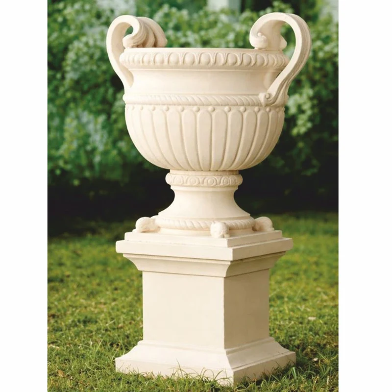 Casa Padrino Luxus Barock Keramik Blumentopf Creme Ø 72 x H. 78 cm - Garten Deko