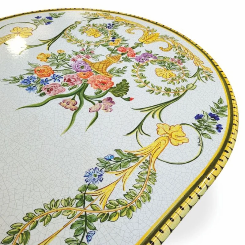 Casa Padrino Luxus Jugendstil Gartentisch Weiß / Bunt / Weiß 200 cm - Made in Italy