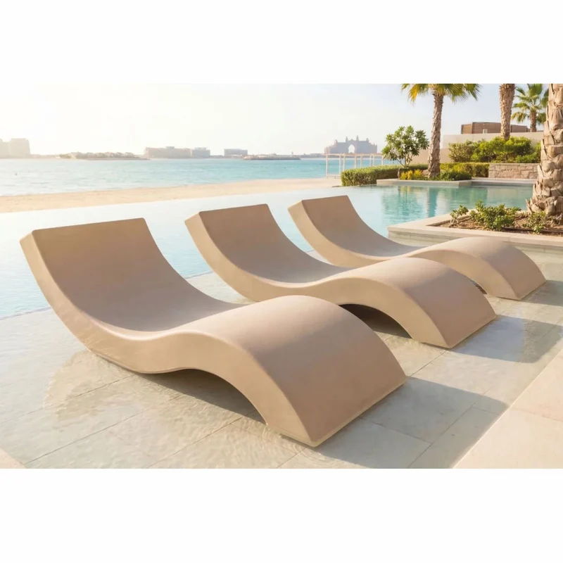 Casa Padrino Luxus Poolliege Matt Beige 180 cm - Hotel & Pool Möbel