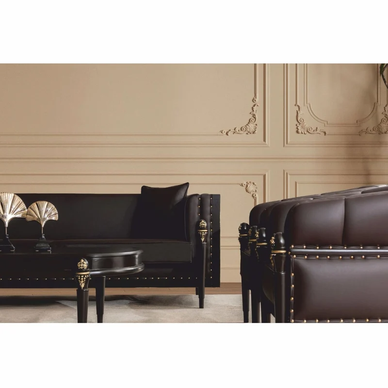 Casa Padrino Luxus Barock Couchtisch Dunkelbraun / Gold 128 cm - Barock Möbel
