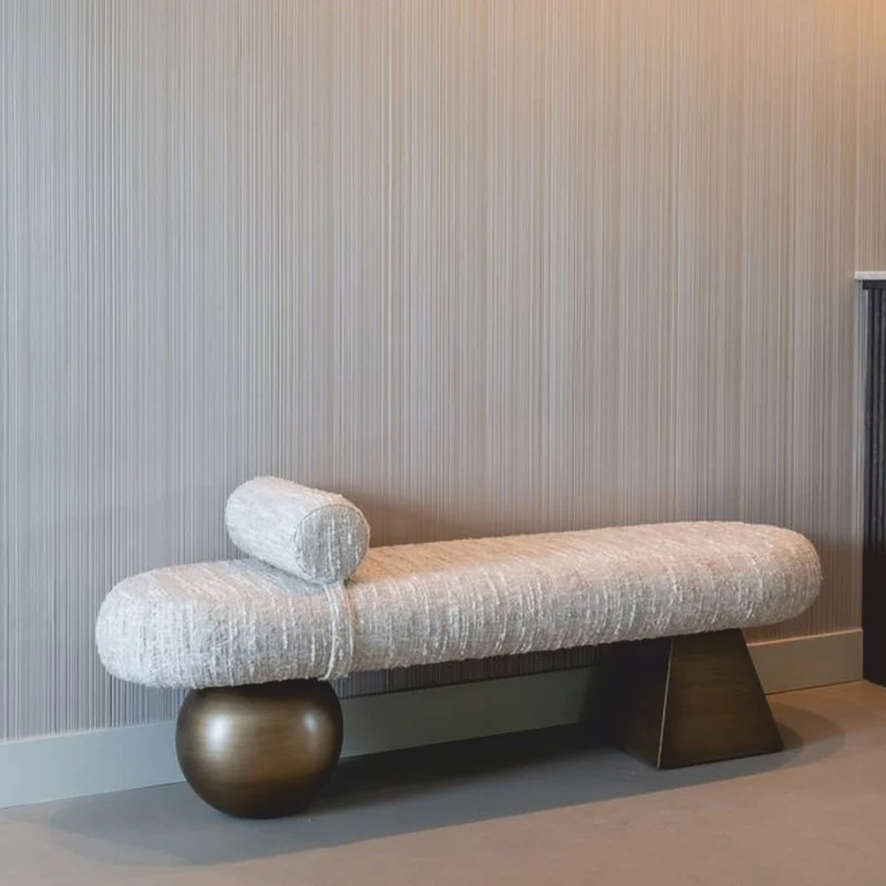 Casa Padrino Luxus Sitzbank Beige / Braun 148 cm - Luxus Hotel Möbel