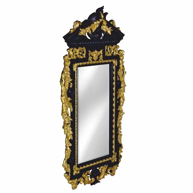 Casa Padrino Luxus Barock Spiegel Schwarz / Gold H. 178 cm - Barockstil Möbel