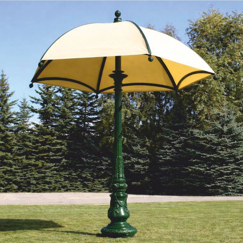 Casa Padrino Barock Garten Deko Sonnenschirm Grün / Beige Ø 350 x H. 418,5 cm