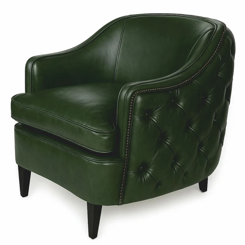 Casa Padrino Luxus Chesterfield Leder Sessel Dunkelgrün / Schwarz - Echtleder Wohnzimmer Möbel