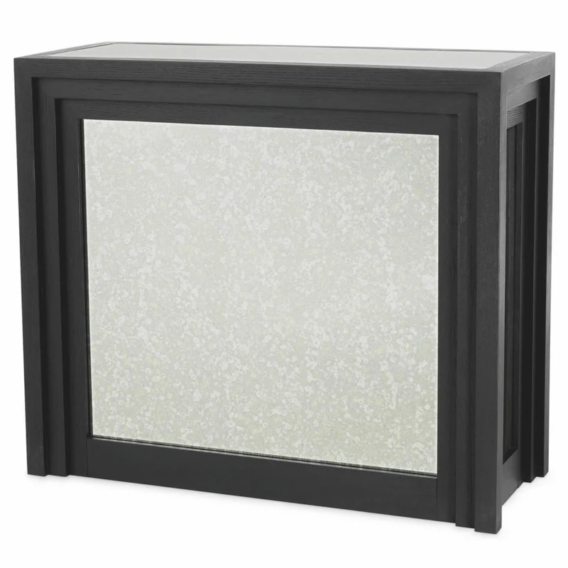 Casa Padrino Luxus Bar Theke mit antikem Spiegelglas Schwarz 120 cm - Bar Möbel