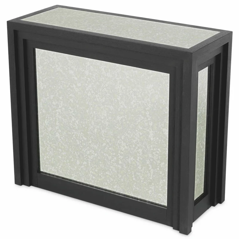 Casa Padrino Luxus Bar Theke mit antikem Spiegelglas Schwarz 120 cm - Bar Möbel