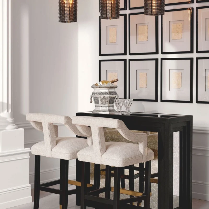 Casa Padrino Luxus Bar Theke mit antikem Spiegelglas Schwarz 120 cm - Bar Möbel