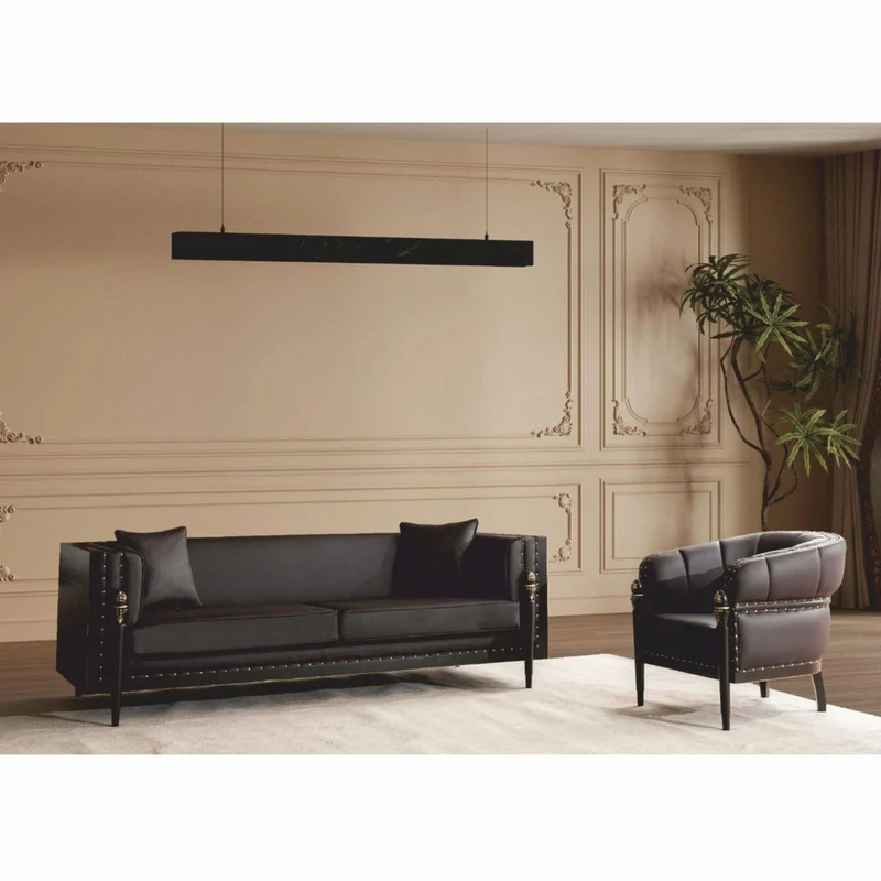 Casa Padrino Luxus Barock Wohnzimmer Set Dunkelbraun / Gold - Barockstil Möbel