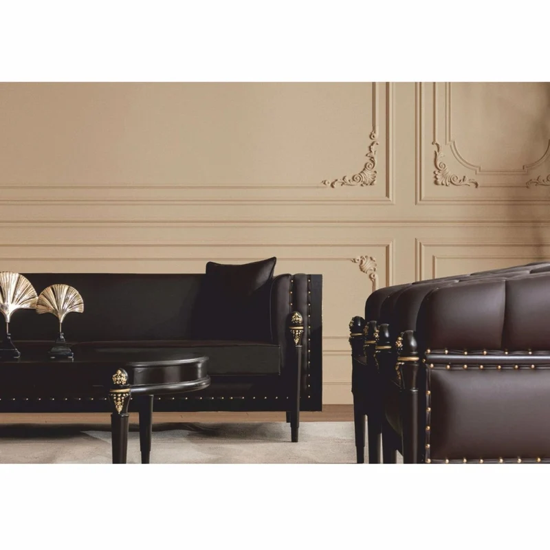Casa Padrino Luxus Barock Wohnzimmer Set Dunkelbraun / Gold - Barockstil Möbel